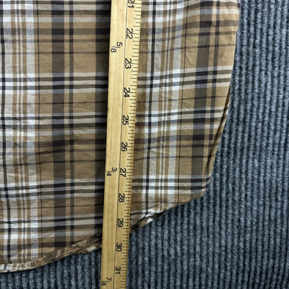 Polo Ralph Lauren Mens XXL Classic Fit Plaid‎ Button Down Shirt Brown Tan 2399